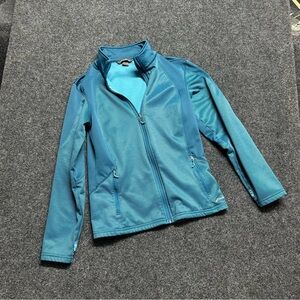 Eddie Bauer Turquoise Blue Zip Up Fleece lined Jacket Outdoor Adventure Hiking